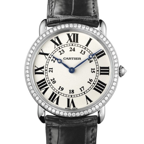 Cartier Ronde Louis Large (WG- Diamonds / Silver / Leather)