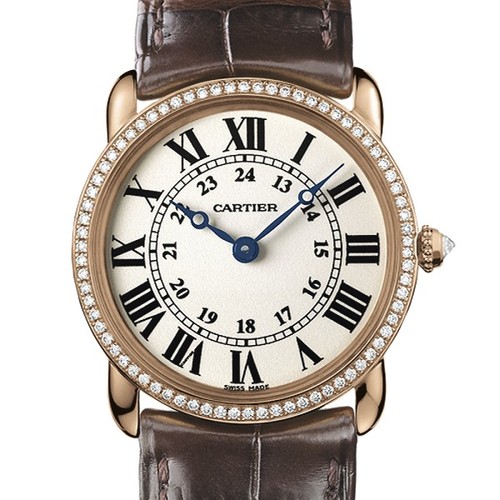 Cartier Ronde Louis Small (RG- Diamonds / Silver / Leather)