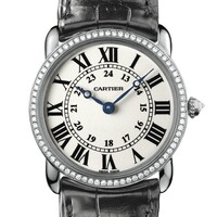 Cartier Ronde Louis Small (WG- Diamonds / Silver / Leather)