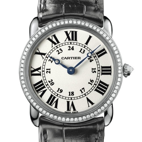 Cartier Ronde Louis Small (WG- Diamonds / Silver / Leather)