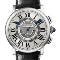 Cartier Rotonde Central Chronograph (WG / Silver/ Leather)