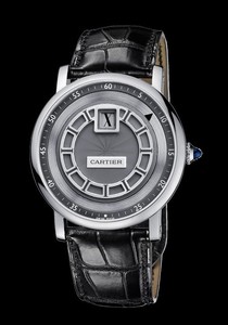 Cartier Rotonde De Cartier Jumping Hour (WG/ Silver/ Leather)
