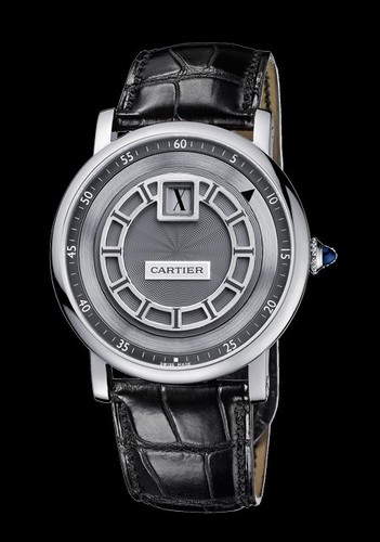 Cartier Rotonde De Cartier Jumping Hour (WG/ Silver/ Leather)
