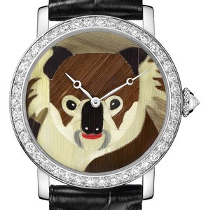 Cartier Rotonde De Cartier Koala Motif (WG-Diamonds / YG-Straw Marquetry / Leather Strap)