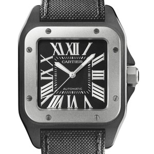 Cartier Santos 100 Carbon Large (Titanium - SS / Black / fabric)