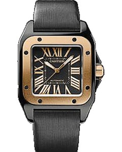 Cartier Santos 100 Carbon Medium (RG- SS / Black / Fabric)