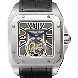 Cartier Santos 100 Flying Tourbillon (WG / Silver / Leather)