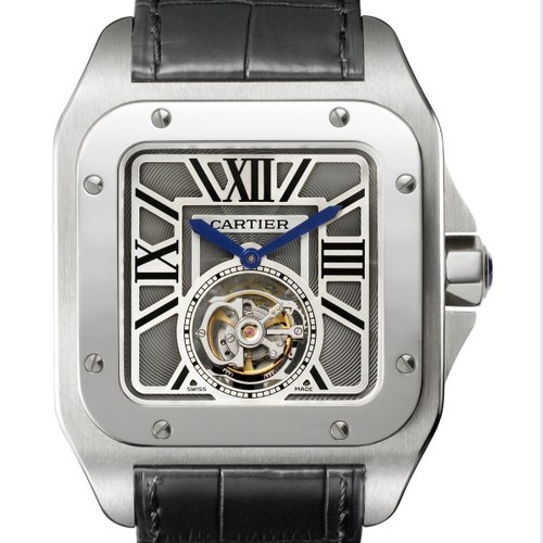 Cartier Santos 100 Flying Tourbillon (WG / Silver / Leather)