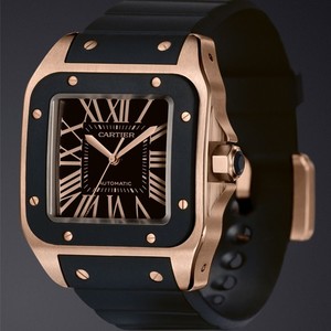 Cartier Santos 100 Large (RG- Rubber / Black /rubber)