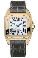 Cartier Santos 100 Medium (RG / Silver /Leather)