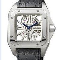 Cartier Santos 100 Skeleton (Palladium/ Leather)
