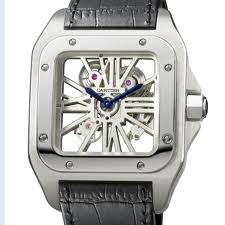 Cartier Santos 100 Skeleton (Palladium/ Leather)