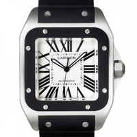 Cartier Santos 100 (SS / Silver / Rubber)