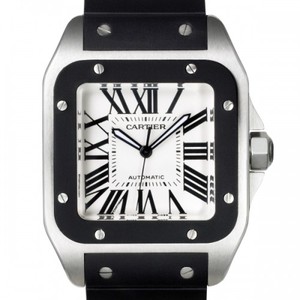 Cartier Santos 100 (SS / Silver / Rubber)