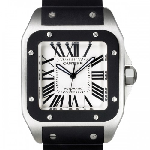 Cartier Santos 100 (SS / Silver / Rubber)