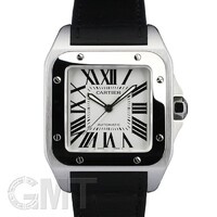 Cartier Santos 100 (SS / Silver /Croc Leather)