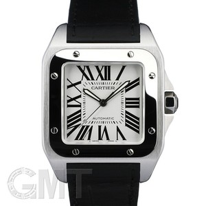Cartier Santos 100 (SS / Silver /Croc Leather)