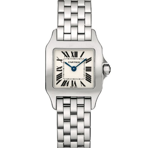 Cartier Santos Demoiselle Large (WG-Diamonds/ Silver/WG-Diamonds)