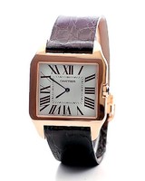 Cartier Santos Dumont Large (RG / Silver / Leather)