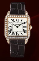 Cartier Santos Dumont Small (RG- Diamonds / Silver / Leather)
