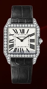 Cartier Santos Dumont Small (WG- Diamonds / Silver / Leather)