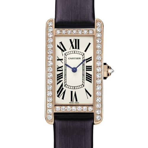 Cartier Tank Americaine Ladies (RG - Diamonds / Silver / Satin)