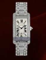 Cartier Tank Americaine Medium (WG-Diamonds / Silver / WG-Diamond Bracelet)