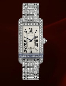 Cartier Tank Americaine Medium (WG-Diamonds / Silver / WG-Diamond Bracelet)