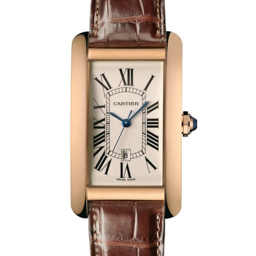 Cartier Tank Americaine (RG / Silver /Croc Leather)
