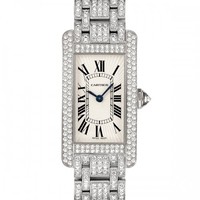 Cartier Tank Americaine Small (WG-Diamonds / Silver / WG-Diamond Bracelet)