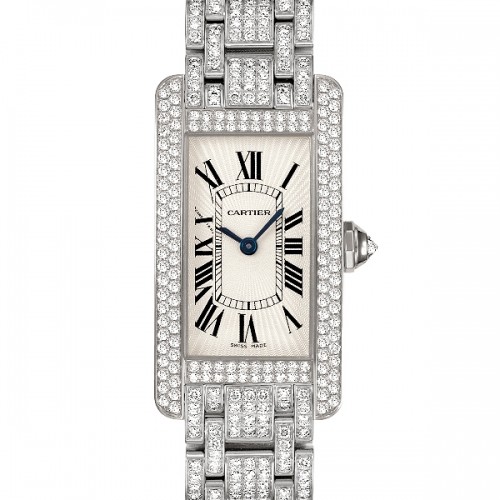 Cartier Tank Americaine Small (WG-Diamonds / Silver / WG-Diamond Bracelet)