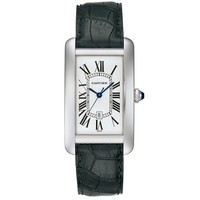 Cartier Tank Americaine (WG / Silver /Croc Leather)