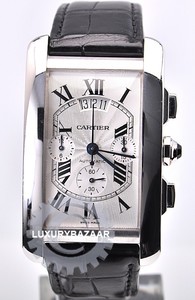 Cartier Tank Americaine XL Chronograph (WG / Silver / Leather Strap)