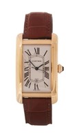 Cartier Tank Americaine (YG / Silver /Croc Leather)