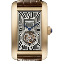 Cartier Tank Americane Flying Tourbillon (RG / Silver/ Leather)