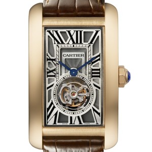 Cartier Tank Americane Flying Tourbillon (RG / Silver/ Leather)