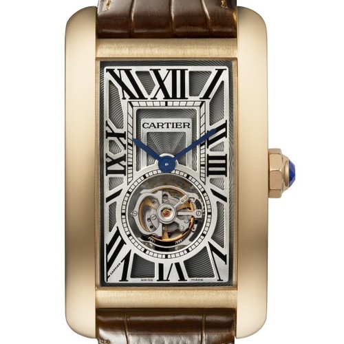 Cartier Tank Americane Flying Tourbillon (RG / Silver/ Leather)