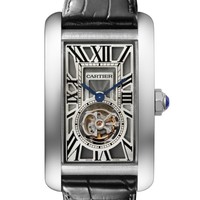 Cartier Tank Americane Flying Tourbillon (WG / Silver/ Leather)
