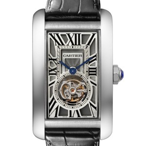 Cartier Tank Americane Flying Tourbillon (WG / Silver/ Leather)