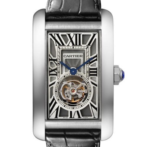 Cartier Tank Americane Flying Tourbillon (WG / Silver/ Leather)