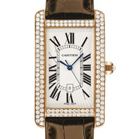 Cartier Tank Americane Large (RG- Diamonds / Silver/ Leather)