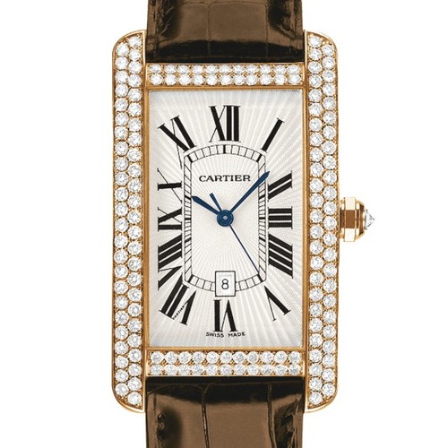 Cartier Tank Americane Large (RG- Diamonds / Silver/ Leather)