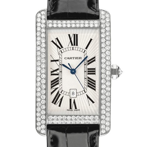 Cartier Tank Americane Large (WG- Diamonds / Silver/ Leather)