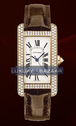 Cartier Tank Americane Medium (RG- Diamonds / Silver/ Leather)