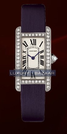 Cartier Tank Americane Small (WG- Diamonds / Silver/ Leather)