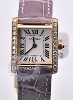Cartier Tank Francaise (RG-Diamonds / Silver / Leather Strap)