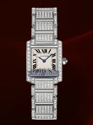 Cartier Tank Francaise Small ( WG-Diamonds / Silver / WG-Diamond Bracelet)