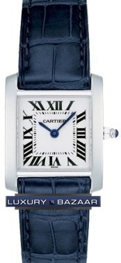 Cartier Tank Francaise (WG/ Silver / Croc Leather )