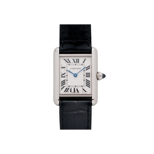 Cartier Tank Louis Ladies (WG / Silver /Croc Leather)
