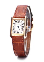 Cartier Tank Louis Ladies (YG / Silver /Croc Leather)